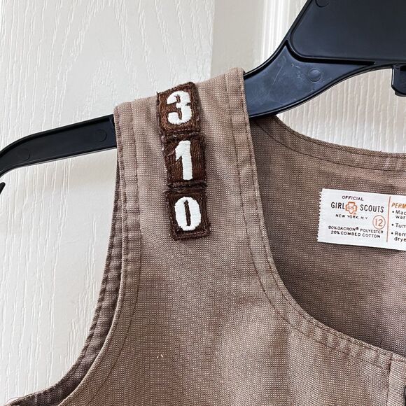 Vintage Girl Scouts Brownie Uniform Jumper Dress Front Zipper Girls Size 12 - Picture 6 of 14